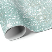 Frostiger Minz-Glanz Weiß Glitter-Muster Geschenkpapier (Rolleneckpunkt)