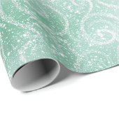 Frostiger Minz-Glanz Weiß Glitter-Muster Geschenkpapier (Rolleneckpunkt)