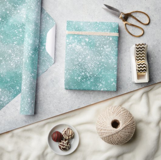 Frostiger Minz-Glanz Weiß Glitter-Muster Geschenkpapier (Kunsthandwerk)