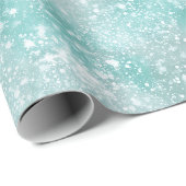 Frostiger Minz-Glanz Weiß Glitter-Muster Geschenkpapier (Rolleneckpunkt)