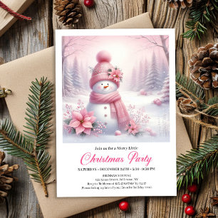 Frostiger Rosa Koketten-Schneemann Digital-Weihnac Einladung