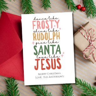 Frostiger Rudolf Santa Jesus Weihnachtskarte Feiertagskarte