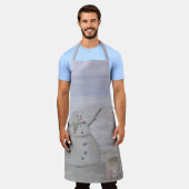 Frostiger Schneemann am Strand Große Schürze (Getragen)