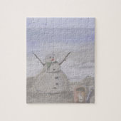 Frostiger Schneemann am Strand Puzzle (Vertikal)