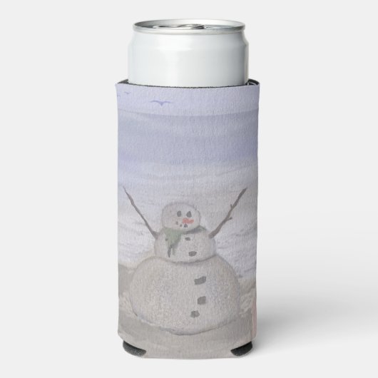 Frostiger Schneemann am Strand Seltzer kann sich k Selters Dosenkühler (Seltzer Rückseite)