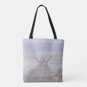 Frostiger Schneemann am Strand Tasche (Rückseite)