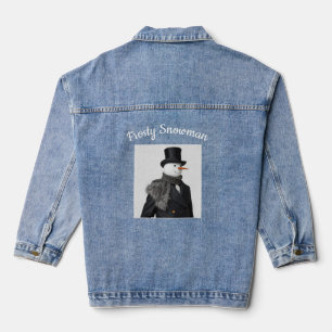 Frostiger Schneemann Einfacher Eleganter Weihnacht Jeansjacke