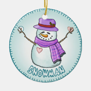 Frostiger Schneemann Keramik Ornament