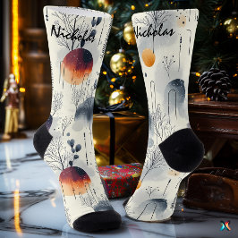 Frostiger Sonnenaufgang Winter in Blau, Orange und Socken