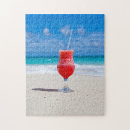 Frostiger Strawberry Drink am Strand Puzzle