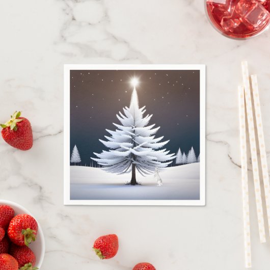 Frostiger Weihnachtsbaum mit Wintersonne Serviette (Beispiel)