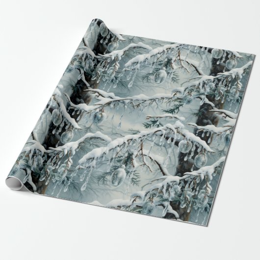 Frostiger Weihnachtswald Geschenkpapier (Ungerollt)