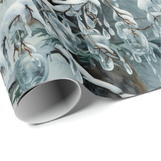 Frostiger Weihnachtswald Geschenkpapier (Rolleneckpunkt)
