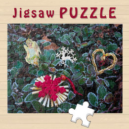 Frostiger Winterbusch Weihnachtsdeko ästhetisches Puzzle