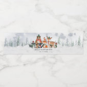 Frostiger Winterwald Waldtiere Kinderdusche Wasserflaschenetikett (Einzelnes Label)