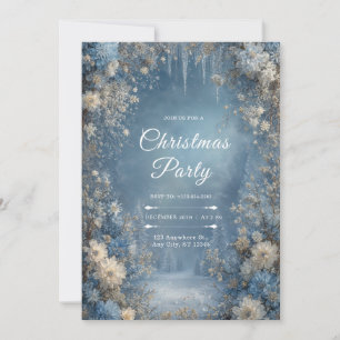 Frostiges Blaues Weißes Florales Schneeglöckchen W Einladung