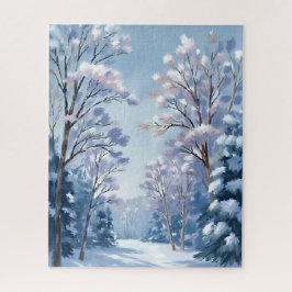 Frostlight Forest | Winter Snow Watercolor Nature Puzzle