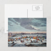 Frostmesse an der Themse in der Nähe des Tempels Postkarte (Vorne/Hinten)