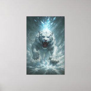 Frostweißer Tiger – Kaiser des gefrorenen Reiches Leinwanddruck