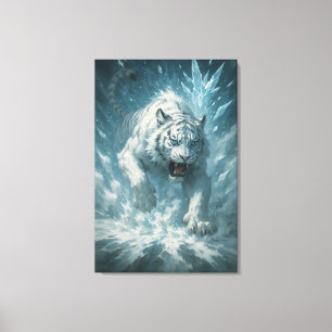 Frostweißer Tiger – Kaiser des gefrorenen Reiches Leinwanddruck