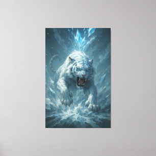 Frostweißer Tiger – Kaiser des gefrorenen Reichs – Leinwanddruck