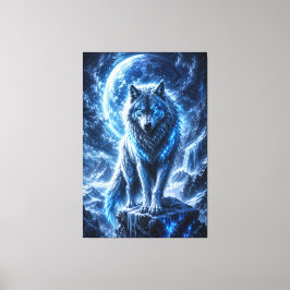 Frostwolf-Mond-Fantasie-Leinwanddruck Leinwanddruck