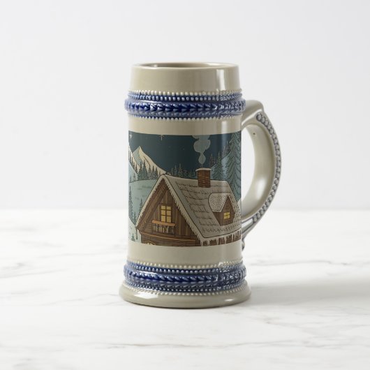 Frosty Alpine Town Lights Bierglas (VorderseiteRechts)