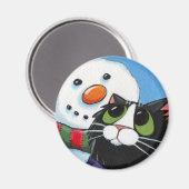 Frosty and Sox - Cat and Snowman Magnet (Vorderseite/Rückseite)
