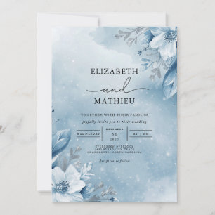 Frosty Azure Bloom Wedding Einladung