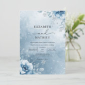 Frosty Azure Floral Wedding Einladung (Stehend Vorderseite)
