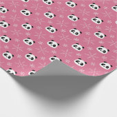 Frosty Berry Pink - Niedliche Pandas mit Schneeflo Geschenkpapier (Ecke)