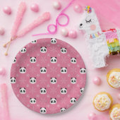 Frosty Berry Pink - Niedliche Pandas mit Schneeflo Pappteller (Party)