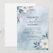 Frosty Blue Branch Bloom Wedding Einladung (Vorne/Hinten)