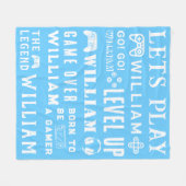 Frosty Blue Gamer Video Game Personalisiert Kids Fleecedecke (Vorderseite (Horizontal))