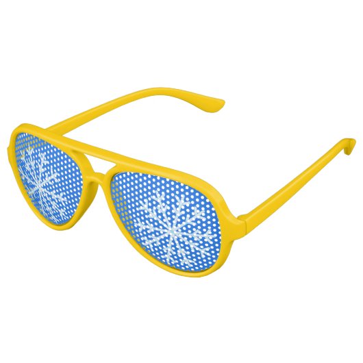 Frosty Blue Snowflake Novelty Glasses Partybrille (Schrägansicht)