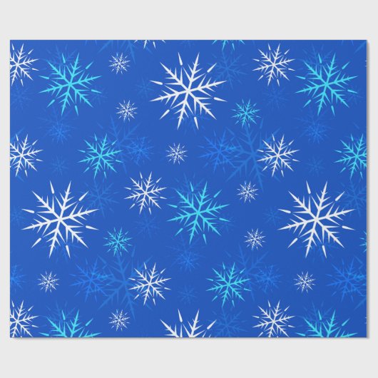 Frosty Blue Snowflake Wrapping Paper Geschenkpapier (Flach)