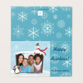 Frosty Blue Snowflakes Custom Foto Happy Holidays (Außenseite Aufgefaltet)