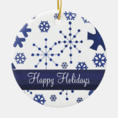 Frosty Blue Snowflakes Keramikornament (Vorne)