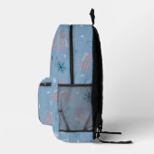 Frosty Blue Snowman Fake Pattern Bedruckter Rucksack (Rechts)
