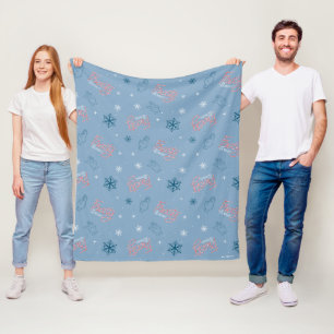 Frosty Blue Snowman Fake Pattern Fleecedecke