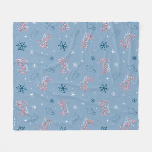 Frosty Blue Snowman Fake Pattern Fleecedecke (Vorderseite (Horizontal))