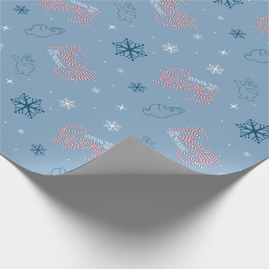 Frosty Blue Snowman Fake Pattern Geschenkpapier (Ecke)