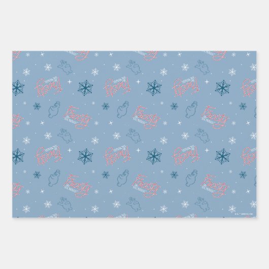 Frosty Blue Snowman Fake Pattern Geschenkpapier Set (Vorderseite 3)