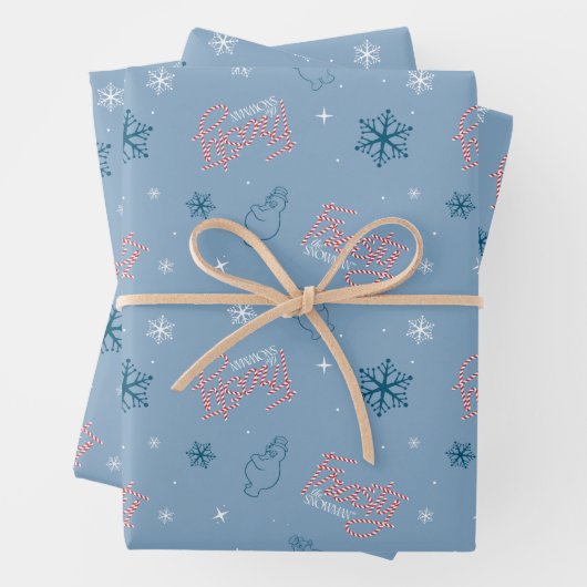 Frosty Blue Snowman Fake Pattern Geschenkpapier Set (Beispiel)