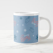 Frosty Blue Snowman Fake Pattern Jumbo-Tasse (Rechts)