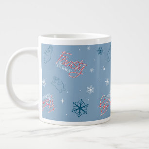 Frosty Blue Snowman Fake Pattern Jumbo-Tasse