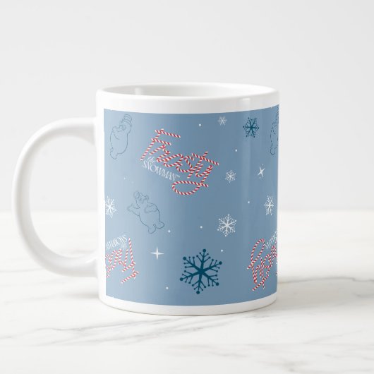 Frosty Blue Snowman Fake Pattern Jumbo-Tasse (Links)