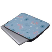 Frosty Blue Snowman Fake Pattern Laptopschutzhülle (Vorne Knopf)