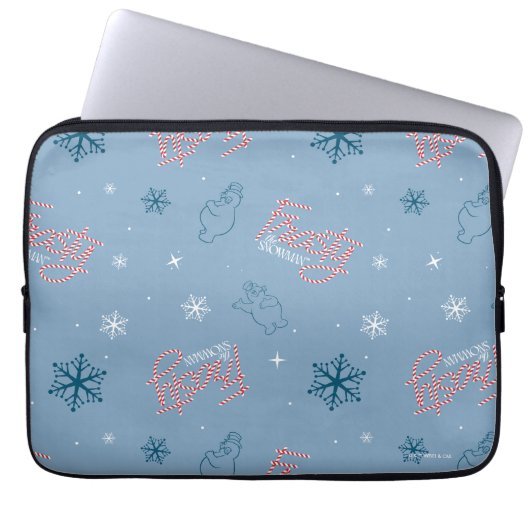 Frosty Blue Snowman Fake Pattern Laptopschutzhülle (Vorderseite)