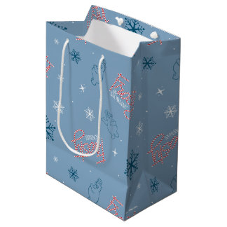 Frosty Blue Snowman Fake Pattern Mittlere Geschenktüte